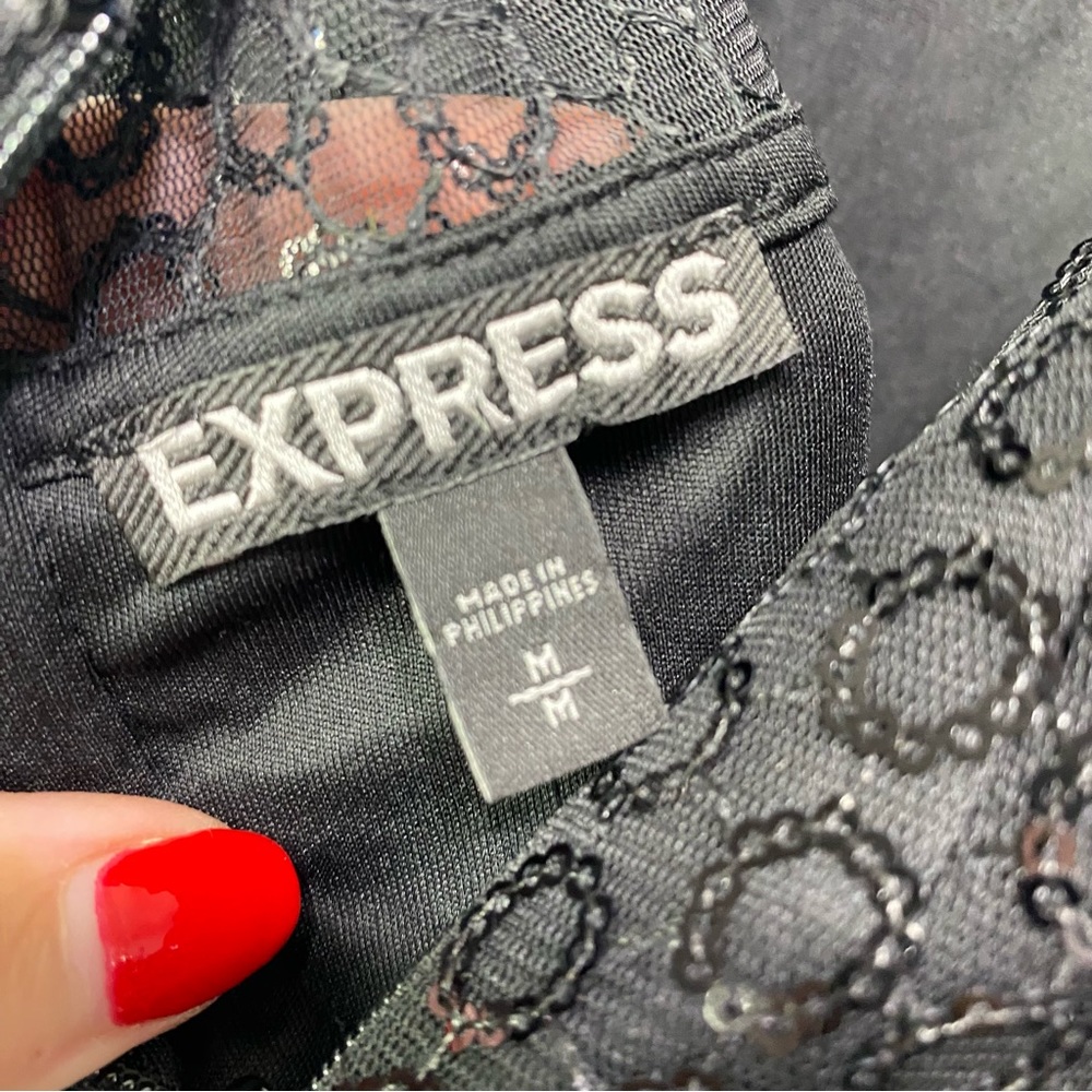 Express- Black Sheer Sleeveless Party Dress M NWT - Picture 8 of 10
